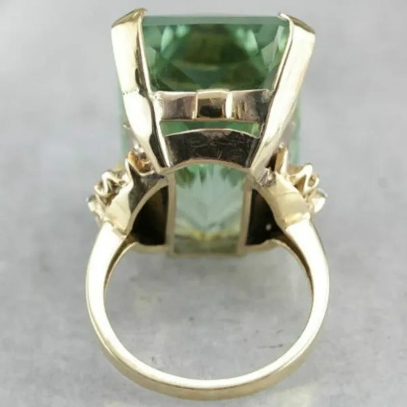 Fashionable and Exquisite 14K Green Diamond Wedding Wedding Princess Ring Love Diamond Ring Size 5-11
