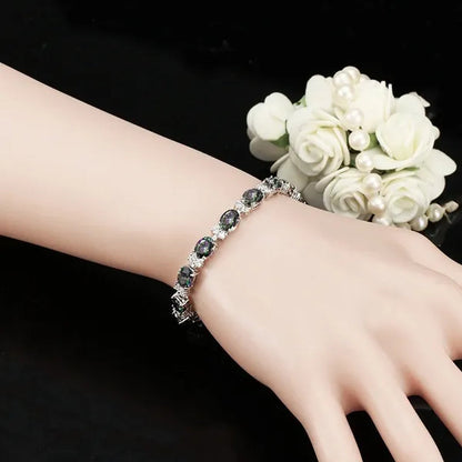 Gloriya Romantic Multicolor Rhinestone Setting Glittering CZ Stone Platinum Plated Bracelets Bangles Luxury Wedding Bracelets For Women Crystal Jewelry