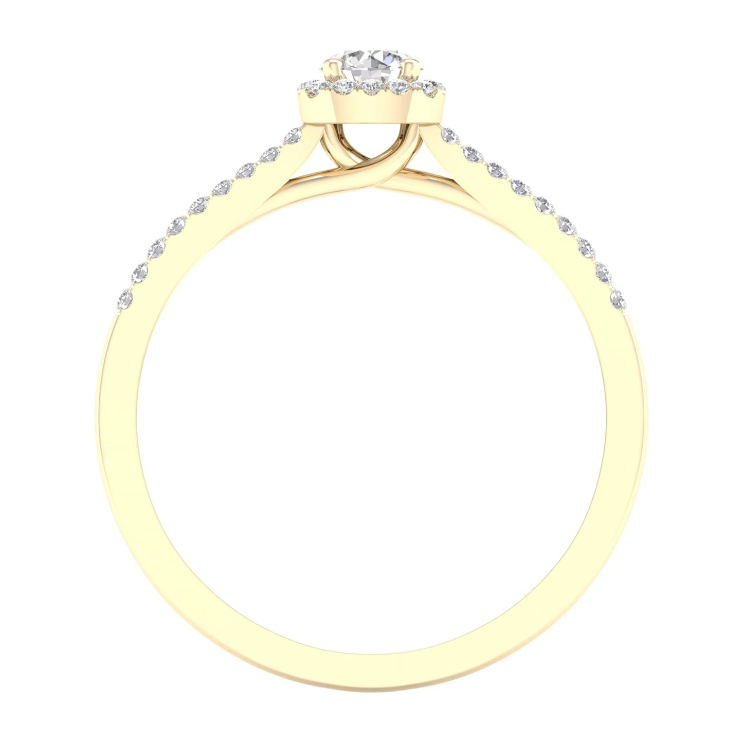 1/4 Ct TDW round Diamond Halo Engagement Ring in 10K Yellow Gold (H-I, I2)