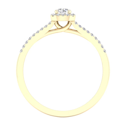 1/4 Ct TDW round Diamond Halo Engagement Ring in 10K Yellow Gold (H-I, I2)