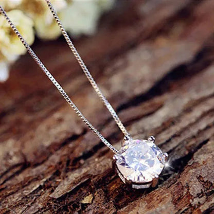 Women Simple Trendy Zircon Rhinestone Choker Necklace Shine Diamond Silver Chain Jewelry