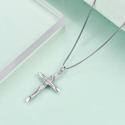 925 Sterling Silver Crucifix Pendant Necklace for Women, Jesus Christ on INRI Cross Necklace