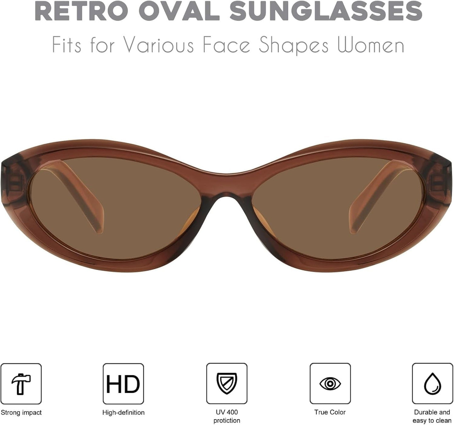 Oval Cat Eye Sunglasses for Women Retro Y2K Style MS52372