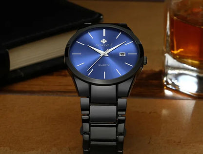 relojes hombre 2020 WWOOR Gold Watch Men Luxury Mens Quartz Wristwatch Business Watch Stainless Steel Waterproof Auto Date Clock with gift box