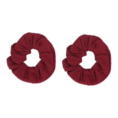 Set of 2 Solid Scrunchies - Burgundy - WORLD TIME VISITS