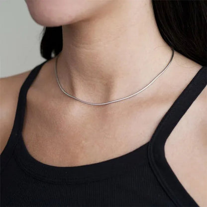 Fashion 925 Sterling Silver Italian Crafted 2MM Golden Snake Chain Necklace Minimalist DIY Chain Accessories