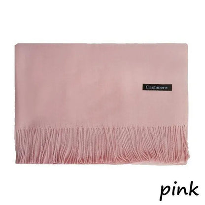 Women Cashmere Wool Scarf Wraps Warm Blanket Scarves Women Solid Color Cashmere Scarves with Tassel Poncho Cashmere Scarfs