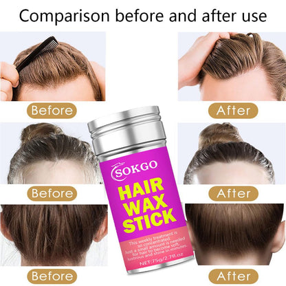 Hair Wax Stick for Flyaway Control, Edge Styling, Broken Hair Fixing - Non-Greasy Styling Wax Cream for Curly Hair and Wigs - WORLD TIME VISITS