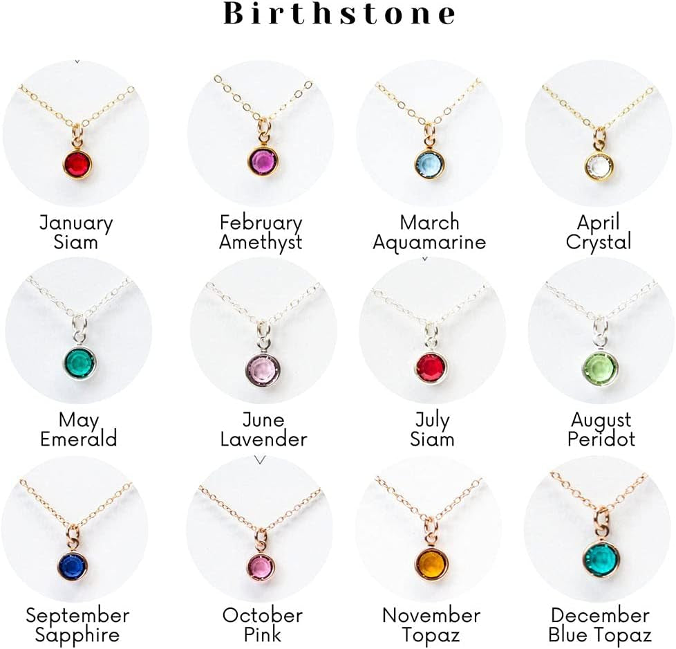 18K Gold Plated Dainty Birthstone Pendant Necklace Personalized Minimalist Simulated Diamond Cubic Zirconia Birthstone Charm Everyday Necklaces Simple Birthday Gift Daily Jewelry for Women