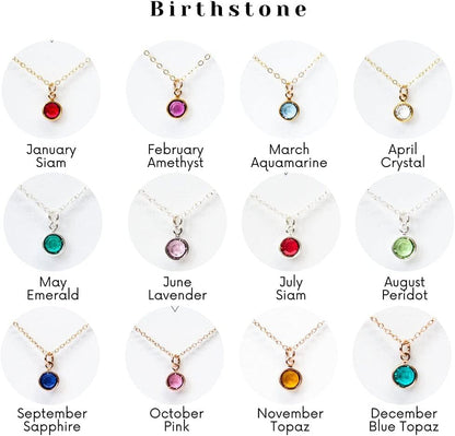 18K Gold Plated Dainty Birthstone Pendant Necklace Personalized Minimalist Simulated Diamond Cubic Zirconia Birthstone Charm Everyday Necklaces Simple Birthday Gift Daily Jewelry for Women