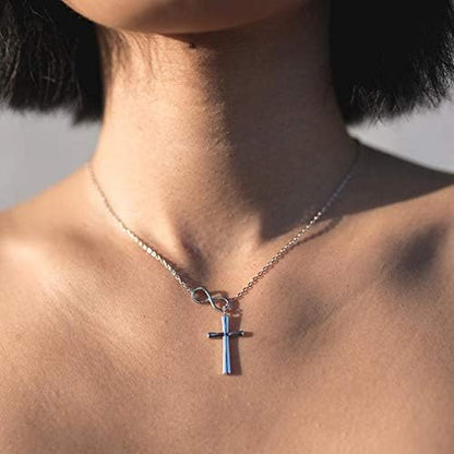 925 Sterling Silver Faith Hope Love Infinity Cross Pendant Necklace for Women Christian Birthday Christmas Jewelry