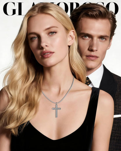 Cross Necklace for Men and Women – 316L Stainless Steel Minimalist Cross Pendant, Polished Silver/Gold/Black Tone, Small/Medium/Big Charm, Christian Faith Jewelry Gift