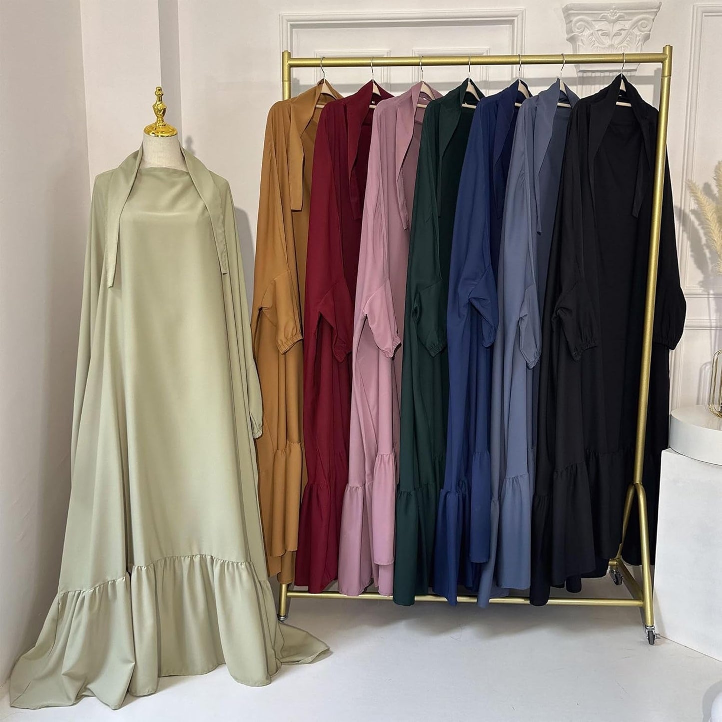 Women Jilbab Islamic Prayer Dress Muslim Dress for Woman Muslim Maxi Abaya Eid Ramadan Formal Gown with Sleeve Prayer Dress
