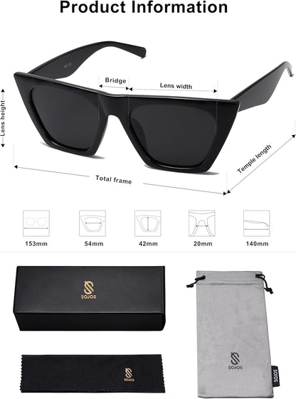 Trendy Oversized Square Cateye Polarized Sunglasses Womens Big Frame Shades SJ2115