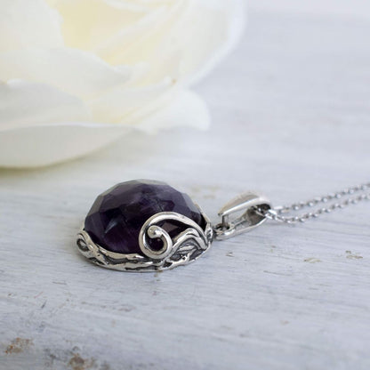 925 Sterling Silver Amethyst Necklaces for Women - February Birthstone - Silver Pendant Necklaces - Statement Necklace Silver - Everyday Jewelry Silver - Necklace Amethyst