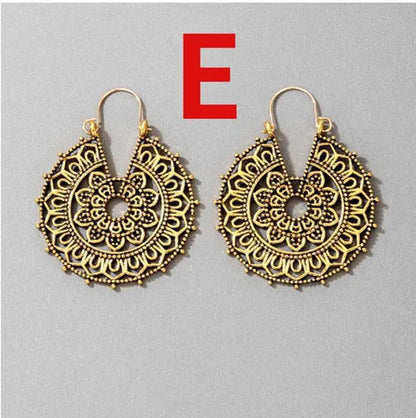 2023 new vintage fashion ladies bohemian 925 silver petal heart-shaped metal totem earrings earrings large hoop earrings glamorous bridal wedding engagement earrings anniversary birthday party gift jewelry 1 pair