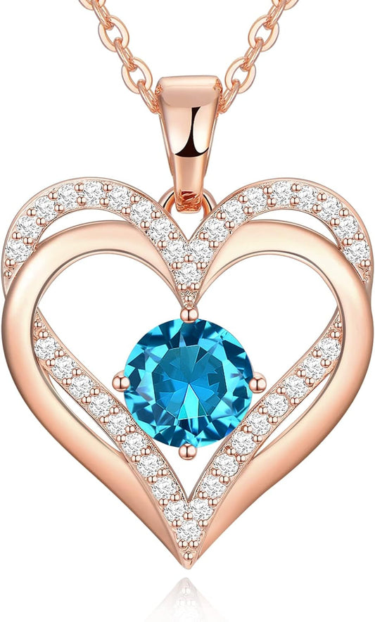 Necklaces for Women Rose Gold Birthday Gifrs for Wife Valentines Christmas Anniversary Mother'S Day Birthstone Jewelry Gift for Her Mom Wife Girlfriends