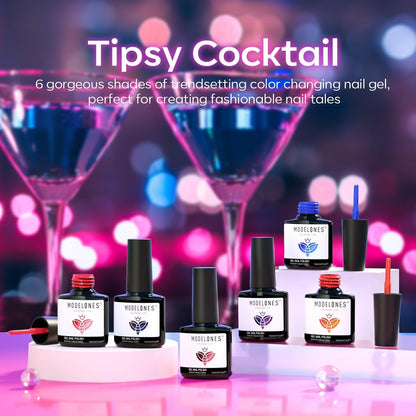 Color Changing Gel Nail Polish Set, 6 Colors Red Pink Glitter Blue Purple Mood Temperature Change Nail Polish Gel Set Soak off Nail Art Gel DIY Salon Manicure Gift