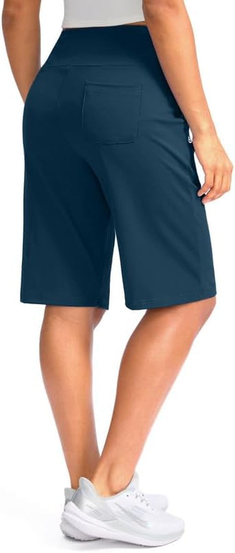 Women'S 12" Bermuda Long Shorts with Pockets High Waisted Stretch Knee Length Shorts for Women Summer Walking - WORLD TIME VISITS