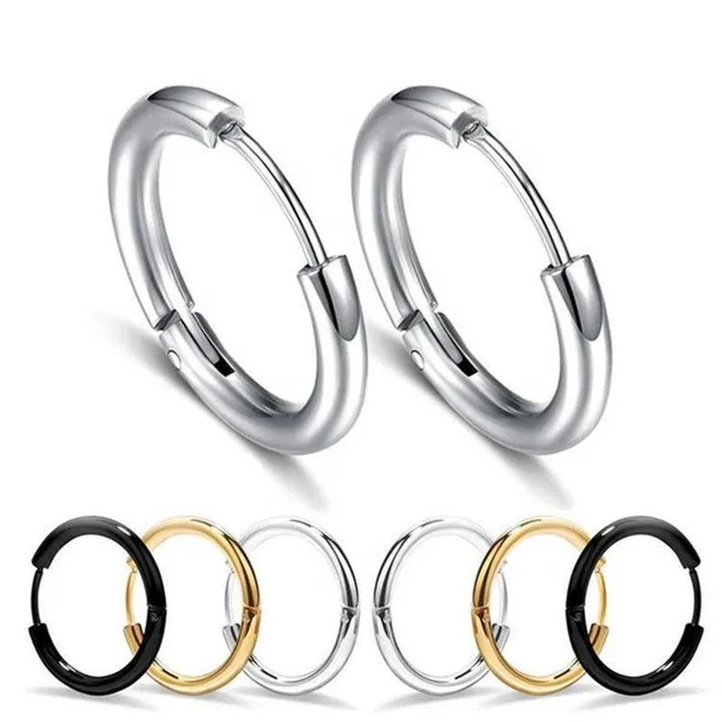 8Mm to 25Mm Unisex Stainless Steel Hoop Earring，Stainless Steel Ear Hoops Punk Style Ear Cartilage Hoop Earrings for Men and Women - WORLD TIME VISITS