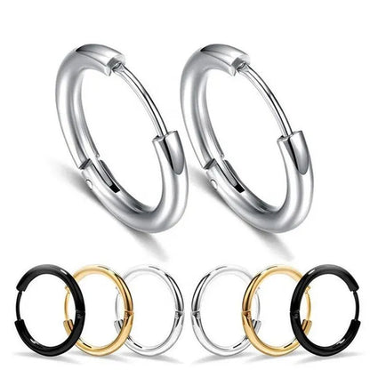 8Mm to 25Mm Unisex Stainless Steel Hoop Earring，Stainless Steel Ear Hoops Punk Style Ear Cartilage Hoop Earrings for Men and Women - WORLD TIME VISITS