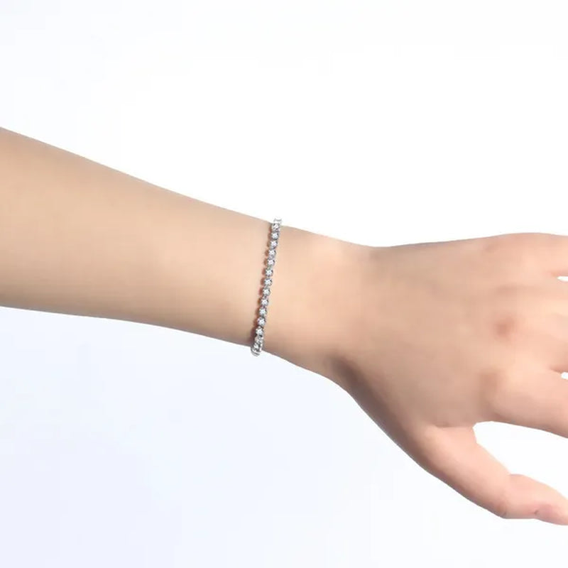 Women's Chain Bracelets 14K Gold Plated Cubic Zirconia Classic Tennis Bracelet Gold Bangle for Lady AD1174