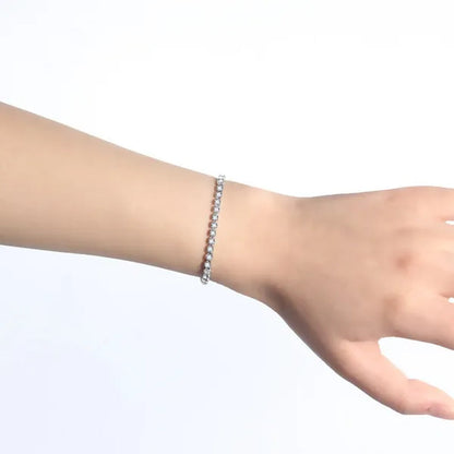 Women's Chain Bracelets 14K Gold Plated Cubic Zirconia Classic Tennis Bracelet Gold Bangle for Lady AD1174