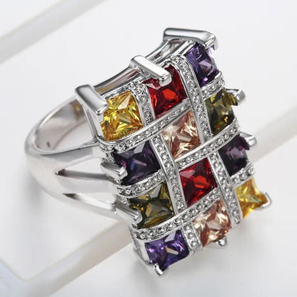 Fashion Woman Jewelry 925 Sterling Silver Gemstone Tanzanite Ruby Topaz Peridot Ring Size 6 7 8 9 10 11 12 - WORLD TIME VISITS