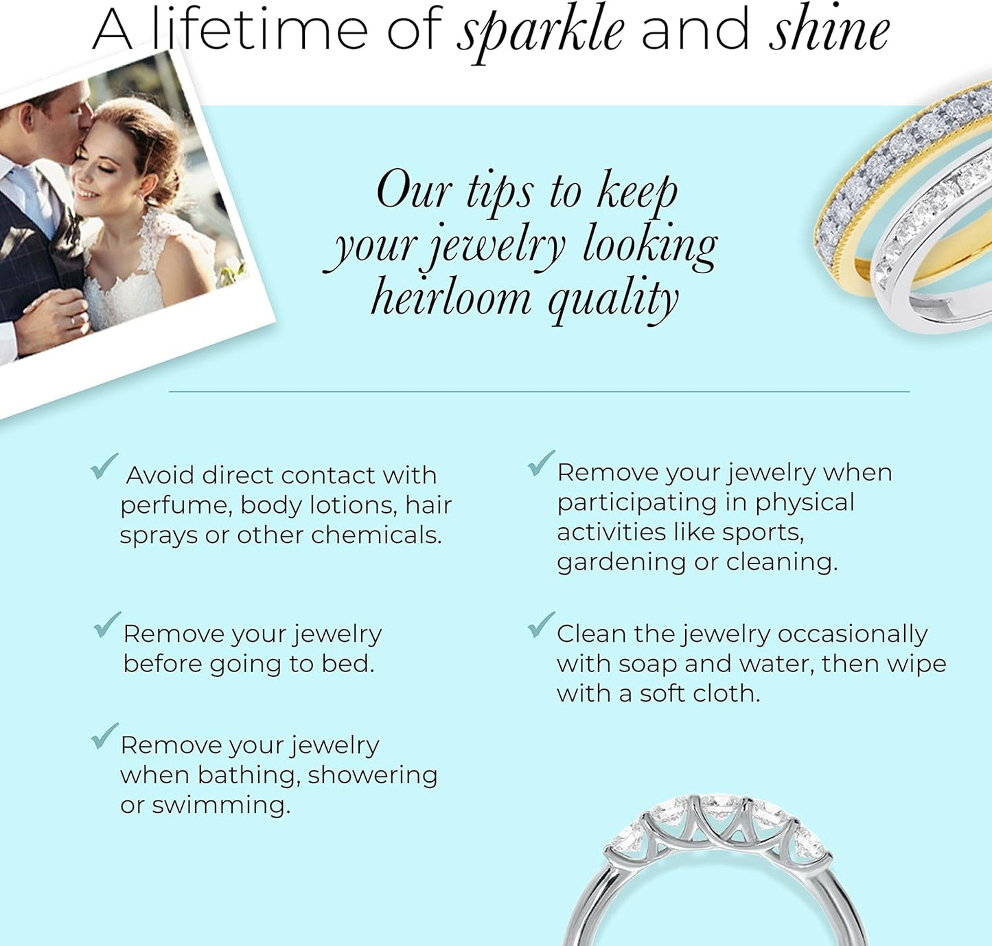 Lab Grown Five Stone Diamond Rings for Women | 10K Solid Yellow and White Gold Certified 1/4-1 CT. TW. Diamond Anniversary Bands and Diamond Wedding Rings for Women