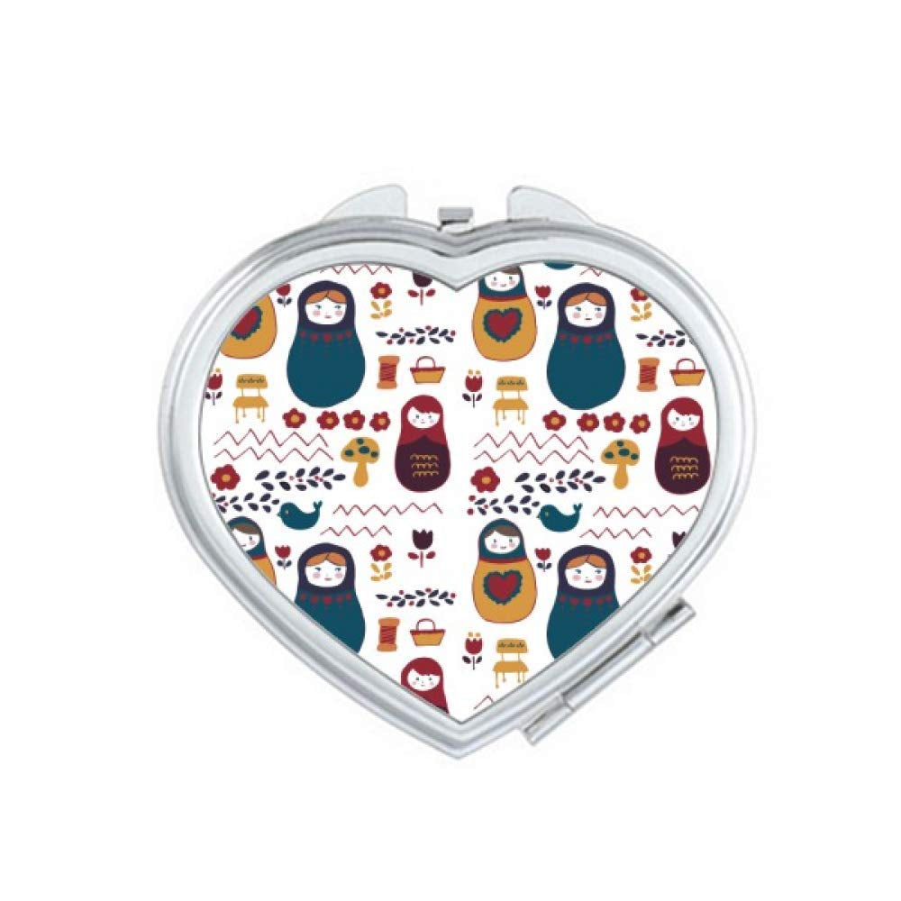 Russia Dolls Flower Poster Russian Matryoshka Mirror Travel Magnification Portable Handheld Pocket Makeup - WORLD TIME VISITS