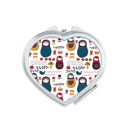 Russia Dolls Flower Poster Russian Matryoshka Mirror Travel Magnification Portable Handheld Pocket Makeup - WORLD TIME VISITS