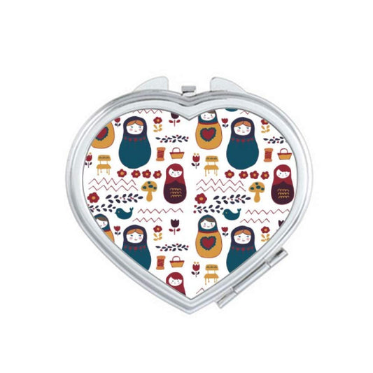 Russia Dolls Flower Poster Russian Matryoshka Mirror Travel Magnification Portable Handheld Pocket Makeup - WORLD TIME VISITS