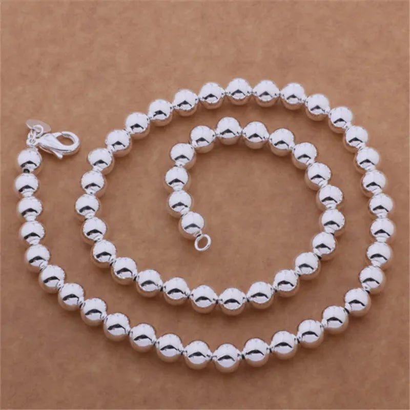 3Pcs 925 Sterling Silver 8MM Buddha Beads Earring Bangle Bracelet Necklace Jewelry Set