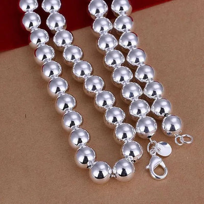 3Pcs 925 Sterling Silver 8MM Buddha Beads Earring Bangle Bracelet Necklace Jewelry Set