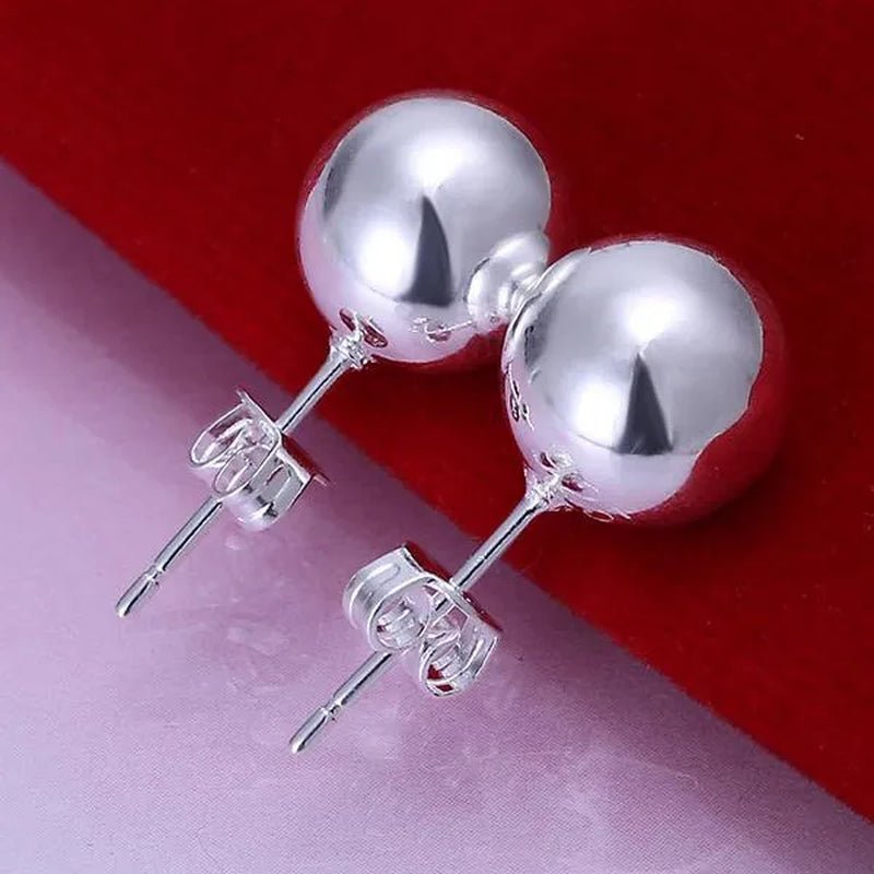 3Pcs 925 Sterling Silver 8MM Buddha Beads Earring Bangle Bracelet Necklace Jewelry Set