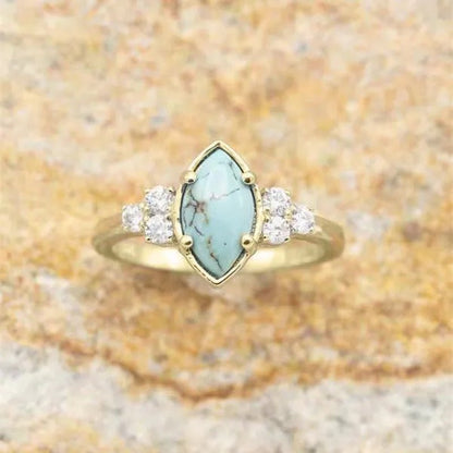3Pcs/Set Exquisite and Elegant Inlaid Zircon and Turquoise Women'S Ring, Fashionable Bride Engagement Wedding Ring Set Promise Ring, Valentine'S Day, Birthday Gift for Her, Jewelry Accessories - WORLD TIME VISITS