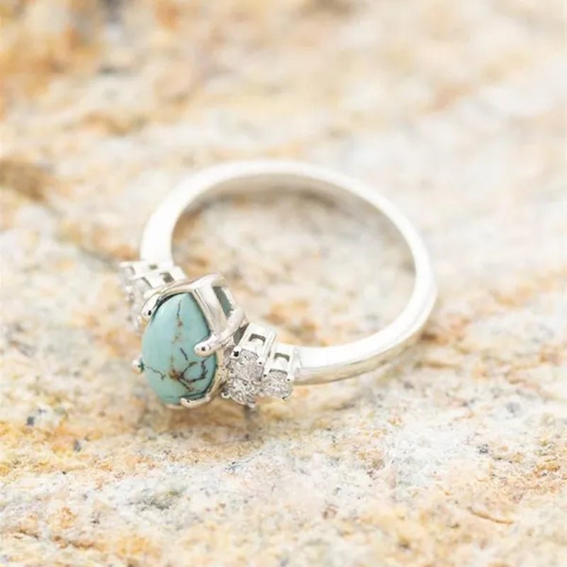 3Pcs/Set Exquisite and Elegant Inlaid Zircon and Turquoise Women'S Ring, Fashionable Bride Engagement Wedding Ring Set Promise Ring, Valentine'S Day, Birthday Gift for Her, Jewelry Accessories