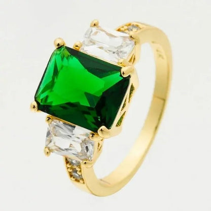 4 - Color Natural 5.99CT Emerald/White/Alexandrite/Sapphire Diamond 14K Yellow Gold Ring Size 6 - 10 - WORLD TIME VISITS