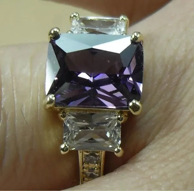 4-Color Natural 5.99CT Emerald/White/Alexandrite/Sapphire Diamond 14K Yellow Gold Ring Size 6-10