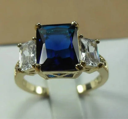 4-Color Natural 5.99CT Emerald/White/Alexandrite/Sapphire Diamond 14K Yellow Gold Ring Size 6-10