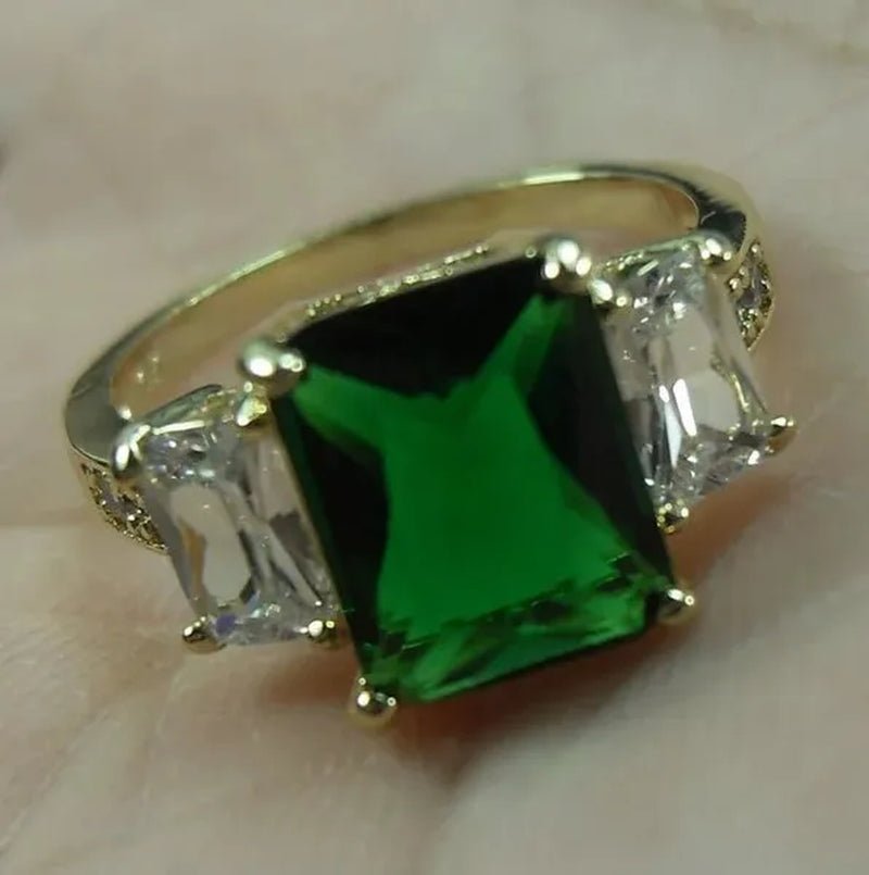 4-Color Natural 5.99CT Emerald/White/Alexandrite/Sapphire Diamond 14K Yellow Gold Ring Size 6-10