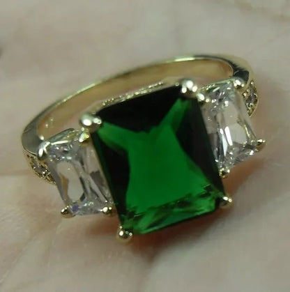 4-Color Natural 5.99CT Emerald/White/Alexandrite/Sapphire Diamond 14K Yellow Gold Ring Size 6-10