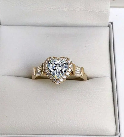 4 colors elegant and noble fashion heart-shaped zirconia ring sea blue heart-shaped inlaid ladder zirconia ring engagement wedding anniversary banquet birthday Christmas gift romantic bride wedding eternal jewelry ring (size 5-12)