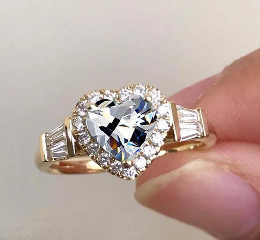 4 colors elegant and noble fashion heart - shaped zirconia ring sea blue heart - shaped inlaid ladder zirconia ring engagement wedding anniversary banquet birthday Christmas gift romantic bride wedding eternal jewelry ring (size 5 - 12) - WORLD TIME VISITS