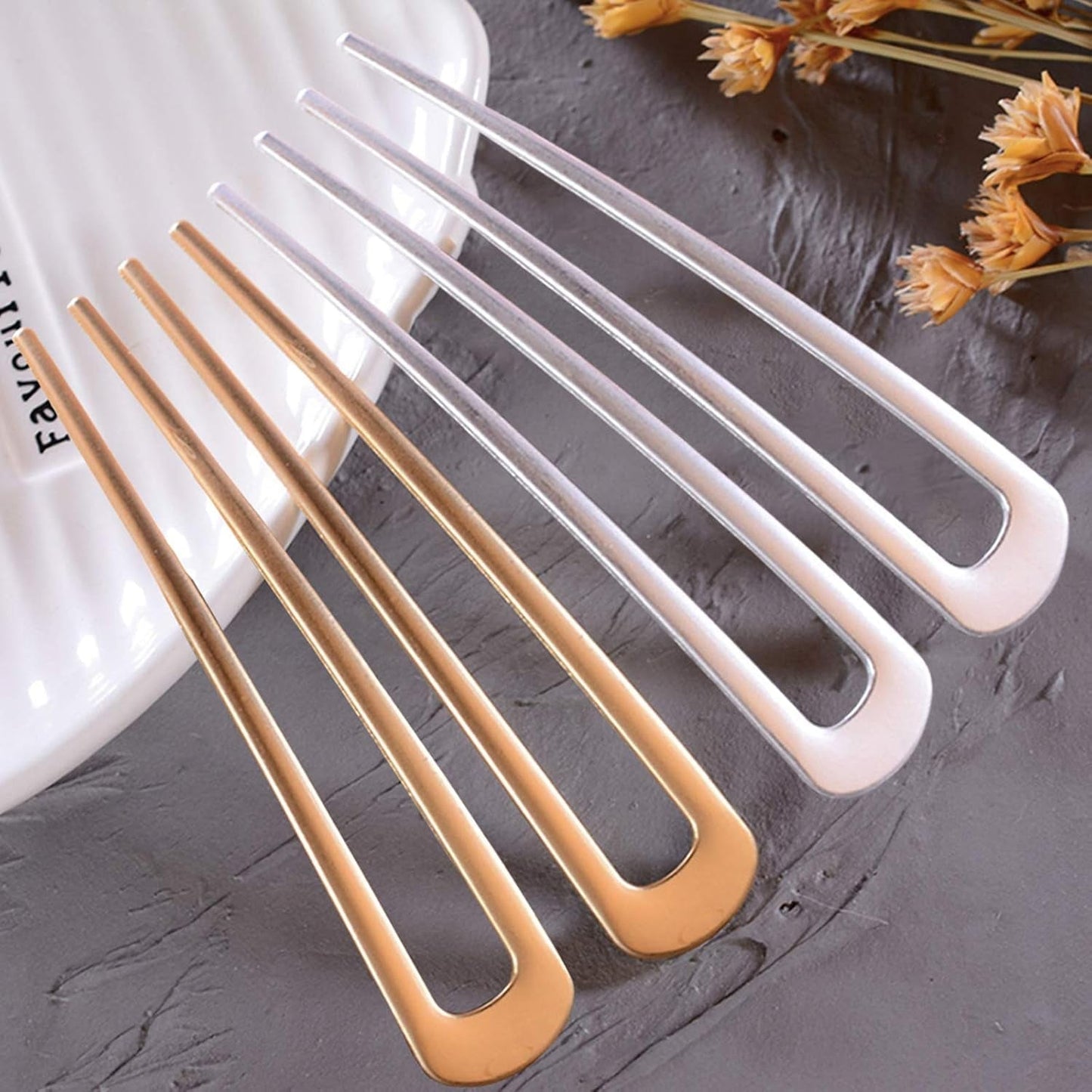 [4 Pack] U - Shape Hairpins, Bride Hair Accessories Hair Pins Clip Vintage Hair Stick,Hairstyle Chignon for Women Girls (Silver and Gold) - WORLD TIME VISITS