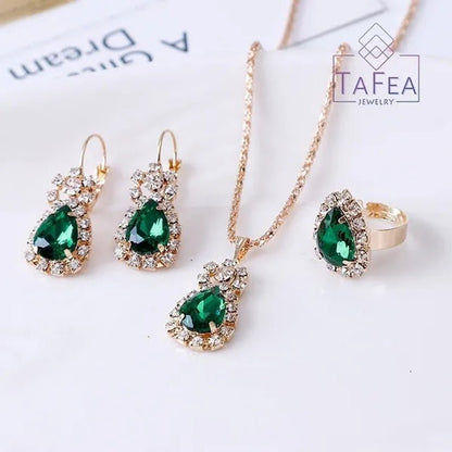 4 Pieces / Set Luxury Necklace Set Engagement Ring Earrings Pendant Beautiful Rose Gold Wedding Jewelry Set