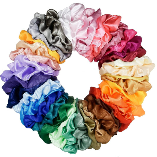40 Pcs Hair Silk Scrunchies Satin Elastic Hair Bands Scrunchy Hair Ties Ropes Scrunchie for Women Girls Hair Accessories - 40 Assorted Colors Scrunchies - WORLD TIME VISITS