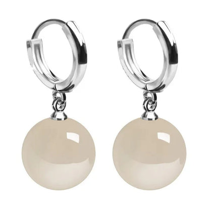 Exquisite and Fashion Yellow Agate Jade Drop Earrings for Women Luxury Stone Pearl Hoop Earrings Bridal Wedding Party Anniversary Gift Fashion Jewelry
