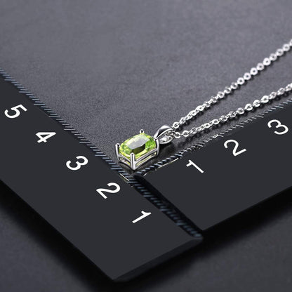 Women Pendant Necklace Sterling Silver Solid 925 Setting Cushion Cut 7X5Mm Natural Gemstone Birthstone Pendants Rhodium Plated Classic Fine Jewelry for Her