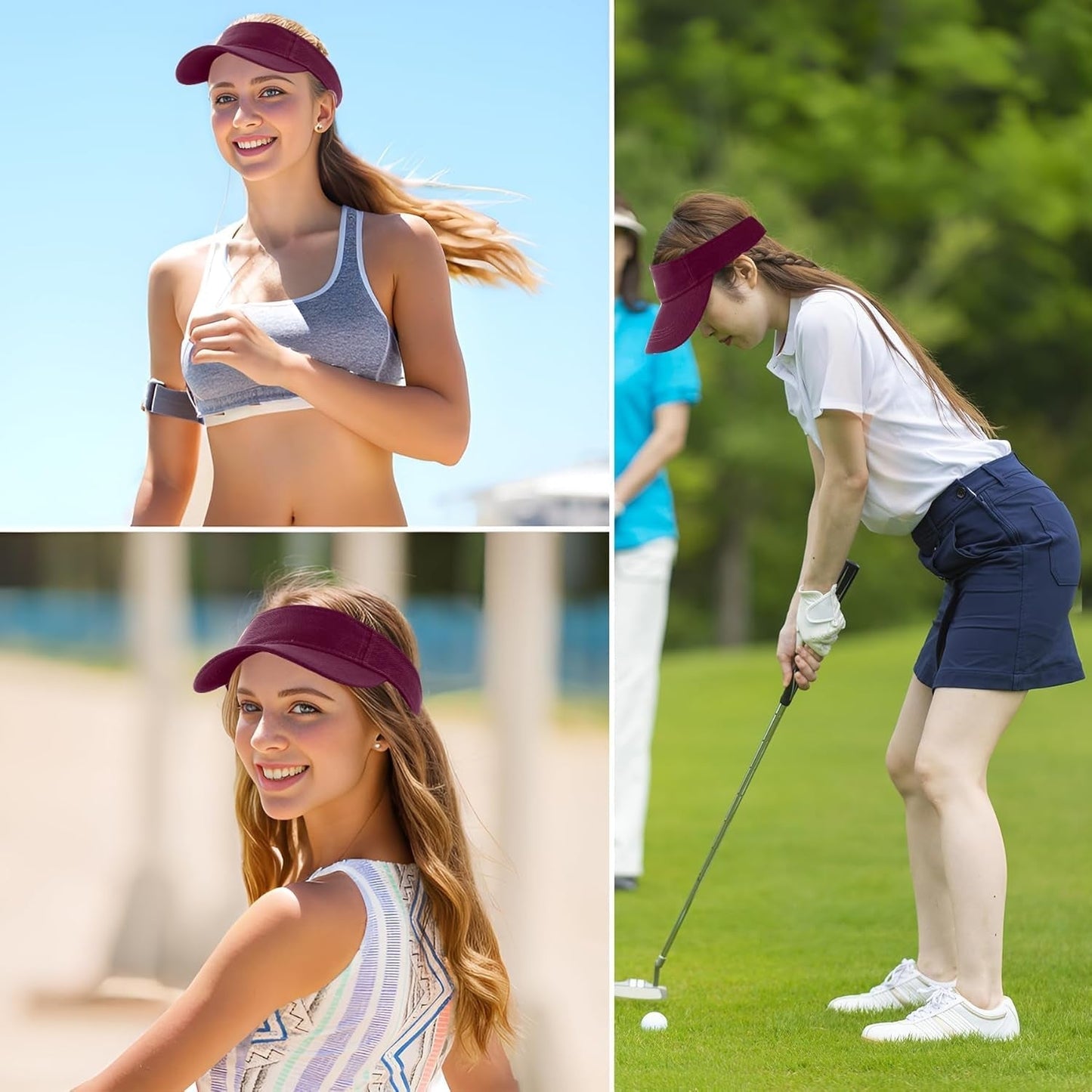1 Piece of Sport Wear Athletic Visor Sun Sports Visor Hat Visor Adjustable Cap for Women and Men (One Size)